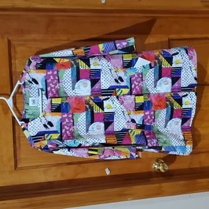 Multi-Color Textured Cotton Jacket. 3/4 Sleeve LUII Sz M